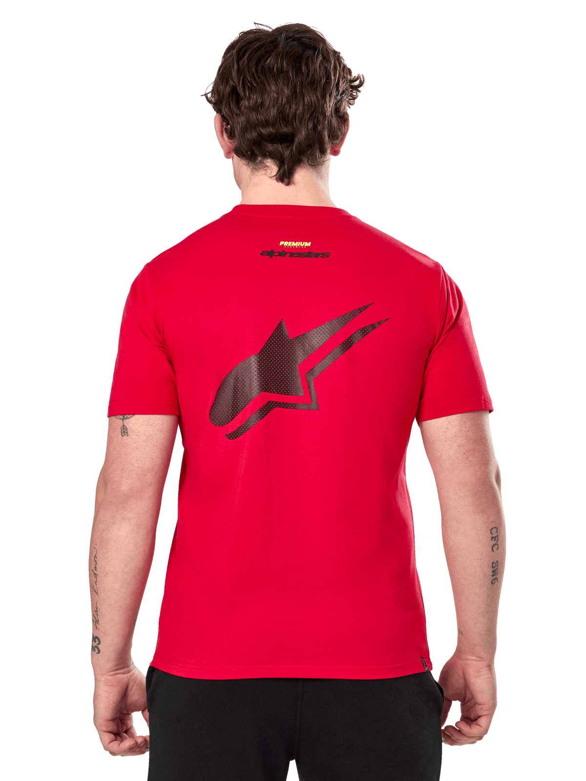 Alpinestars Formulate CSF Tee, Short Sleeve T-Shirt, Red, Large Black Perforated Astars Logo on Back, casual motorsport-inspired design