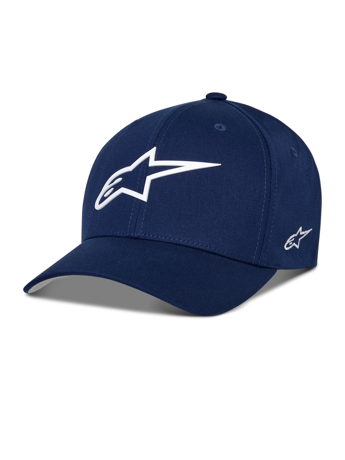 Alpinestars Ageless Multi Hat, Navy Blue Baseball Cap, White 3D Star Logo on front, Embroidered side logo, Curved bill, Casual Sportswear Lifestyle Headwear
