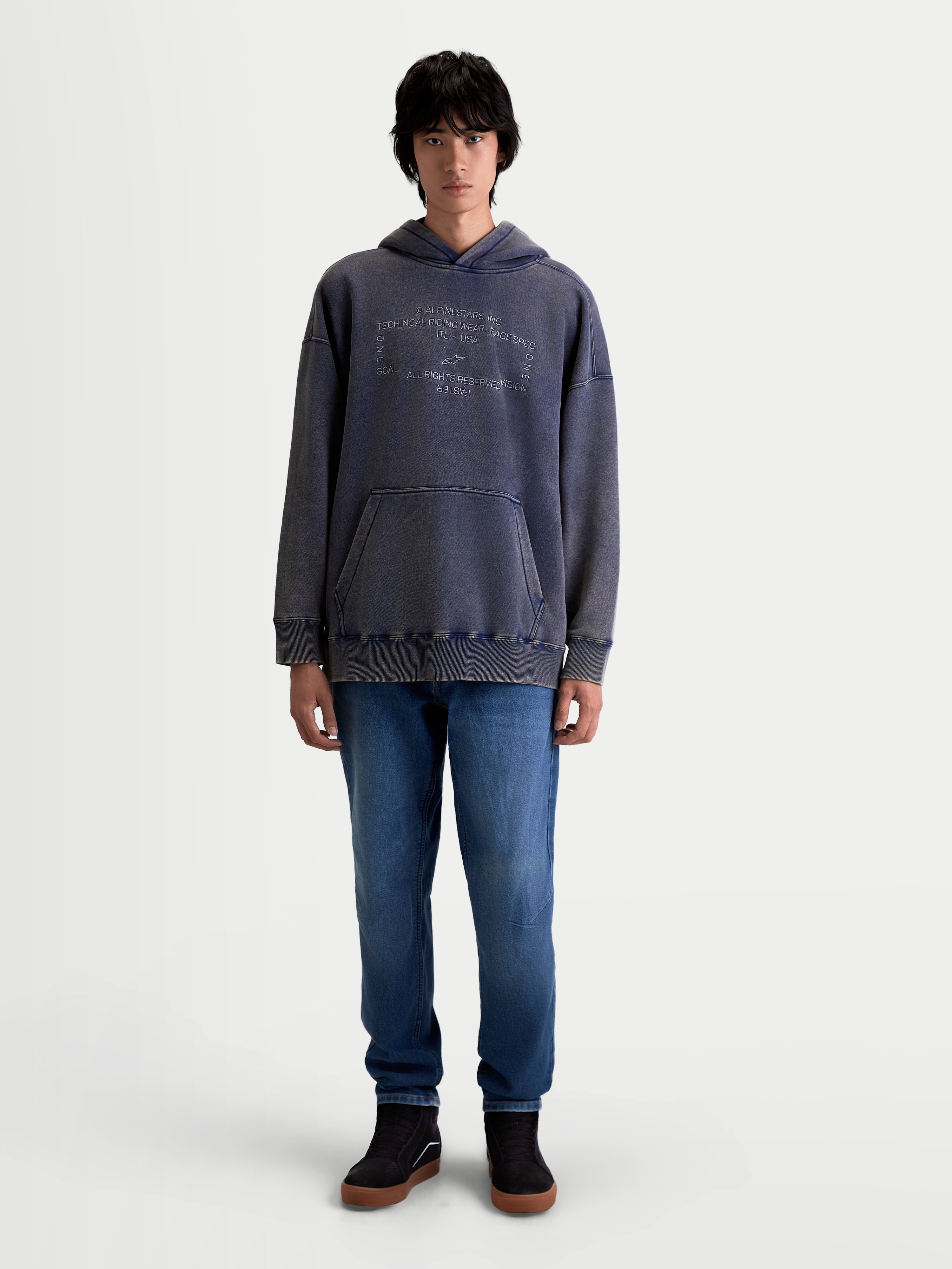 Infinite Washed Oversized - Blue Hoodie | Alpinestars®