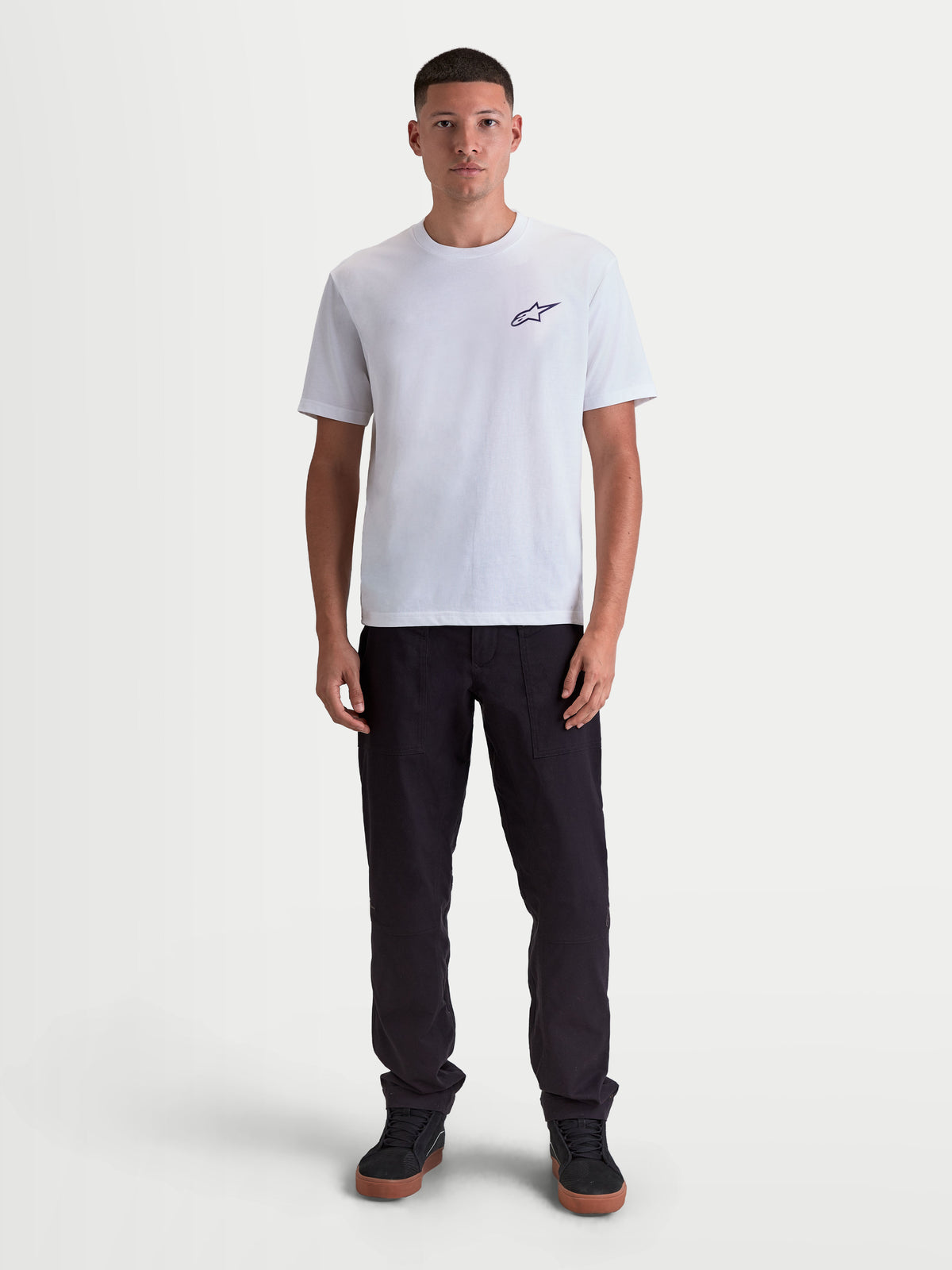 Alpinestars Combo Back CSF Tee, Men's Short Sleeve Sportswear T-Shirt, White with Black Astars Logo Graphic, Cotton-Poly Blend, Casual Lifestyle and Motorsport Apparel