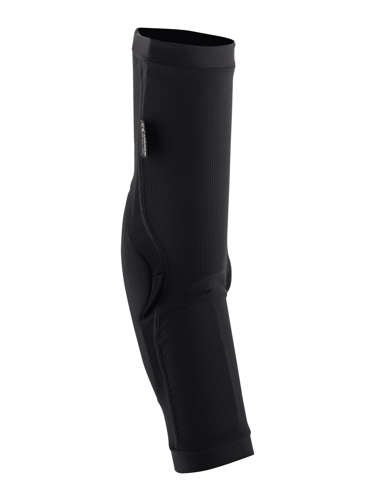 Alpinestars Paragon Plus Elbow Protectors, Black, slip-on mountain bike elbow guards featuring a breathable mesh sleeve and reinforced padding for off-road protection.