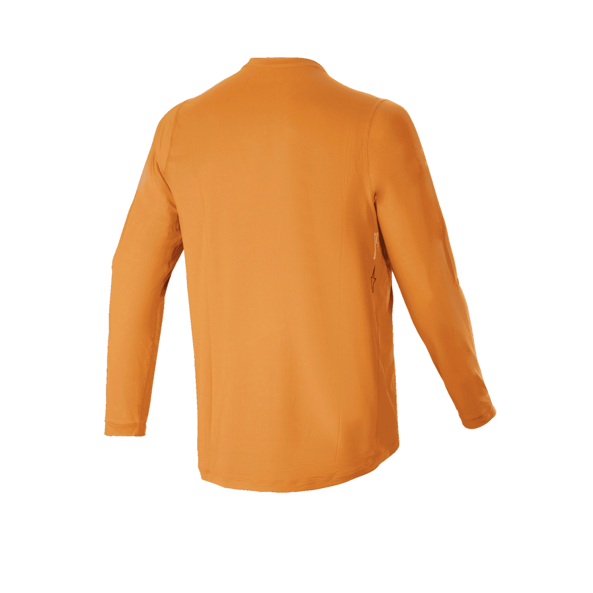 Alpinestars A-Dura Rocker Long Sleeve Jersey, Mountain Bike Jersey, Dark Gold, Back View, featuring a dropped tail for coverage and performance jacquard material