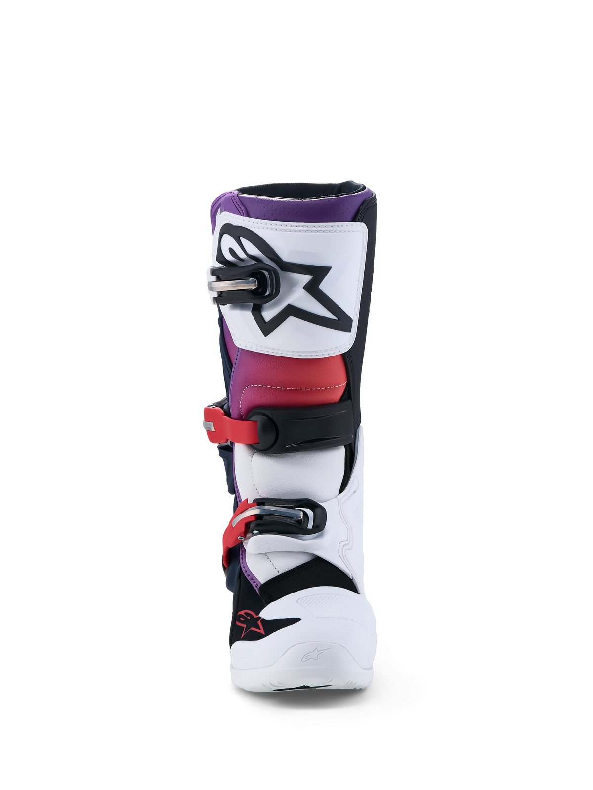Alpinestars Youth Tech 7S Boots, Motocross Racing, Youth, White and Purple, TPU protection with a secure buckle system.