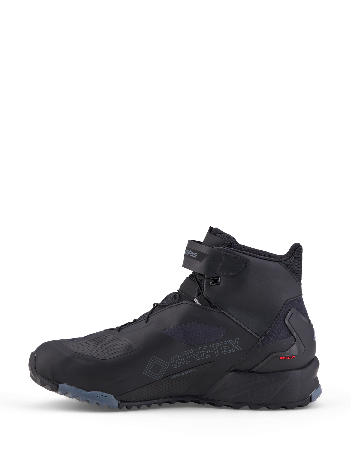 Alpinestars Cr-X Gore-Tex Shoes, motorcycle riding shoes, Black and Dark Gray, waterproof low-profile design with GORE-TEX membrane and adventure outsole
