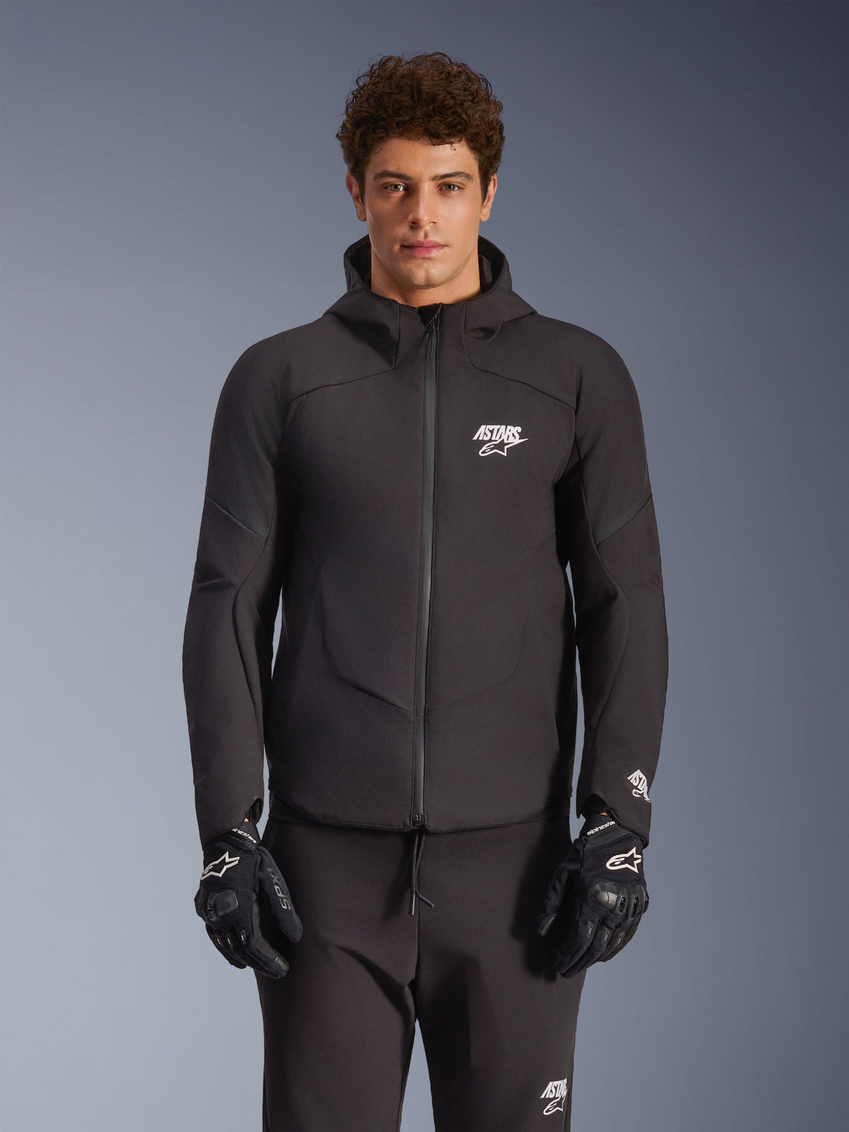 Alpinestars Aeroshell Waterproof Jacket, Black textile softshell urban motorcycle jacket for men with an integrated hood.