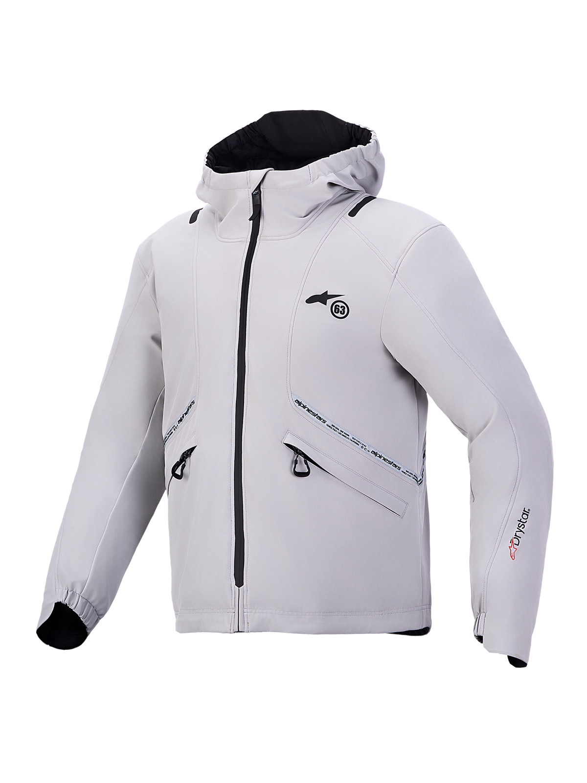 Alpinestars C-5 Drystar Jacket, Men's waterproof textile motorcycle jacket, Light Gray and Black, with integrated hood and CE Class A certification