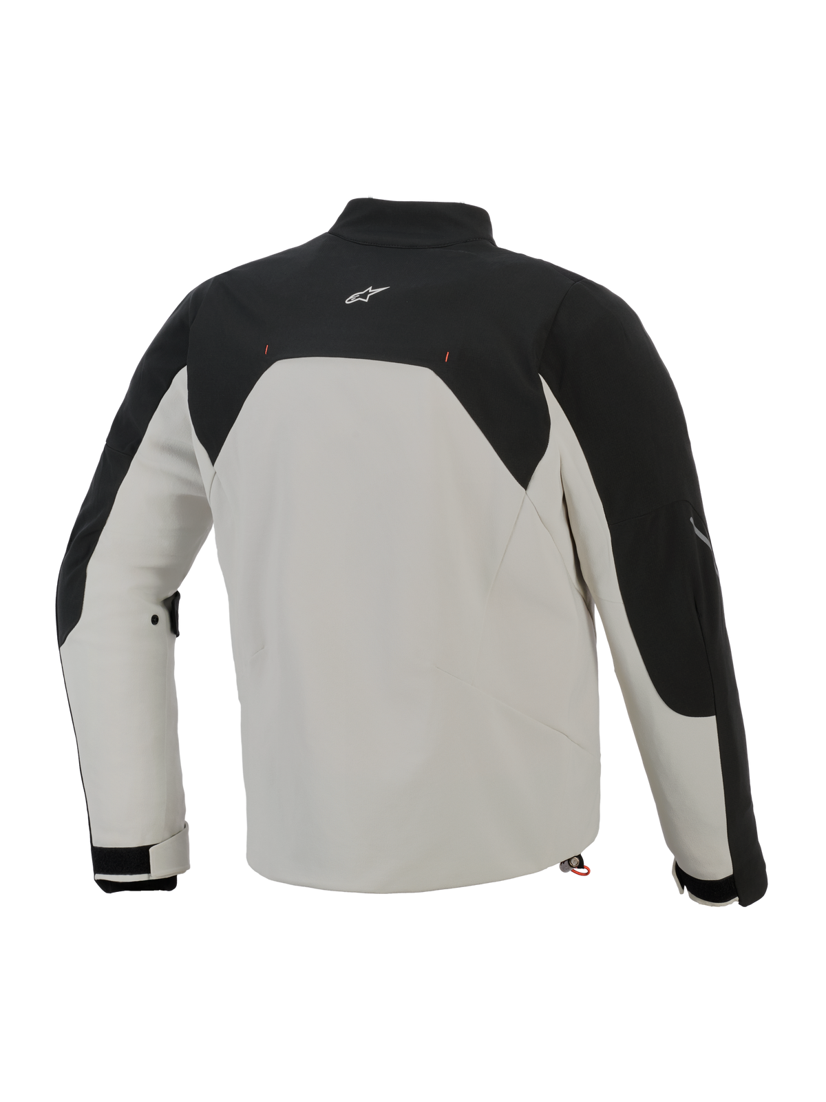 Alpinestars Provoke Jacket, Back View, Black Metal Gray, urban textile motorcycle jacket with black upper panels and a metal gray body, featuring a small white logo on the upper back and ripstop softshell construction