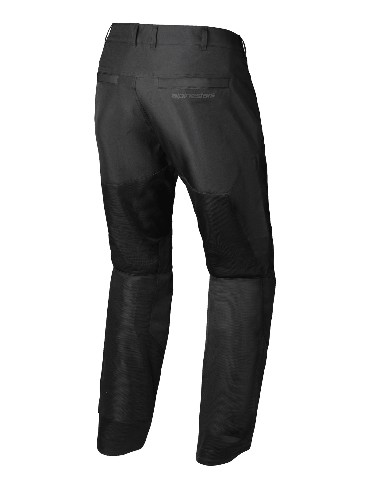Alpinestars C-1 Air Pants, urban motorcycle pants for men in Black, back view showing tech mesh ventilation panels and CE Class A protection
