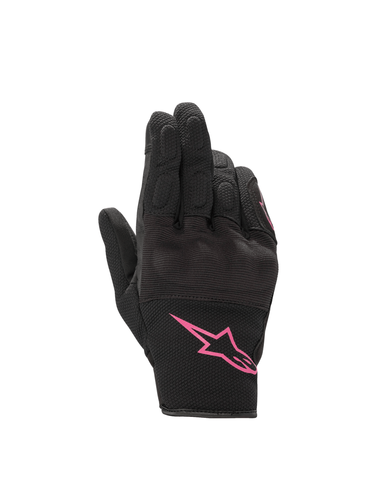 Alpinestars Stella S-Max Drystar Women's Gloves, black and fuchsia waterproof motorcycle gloves with knuckle protection.