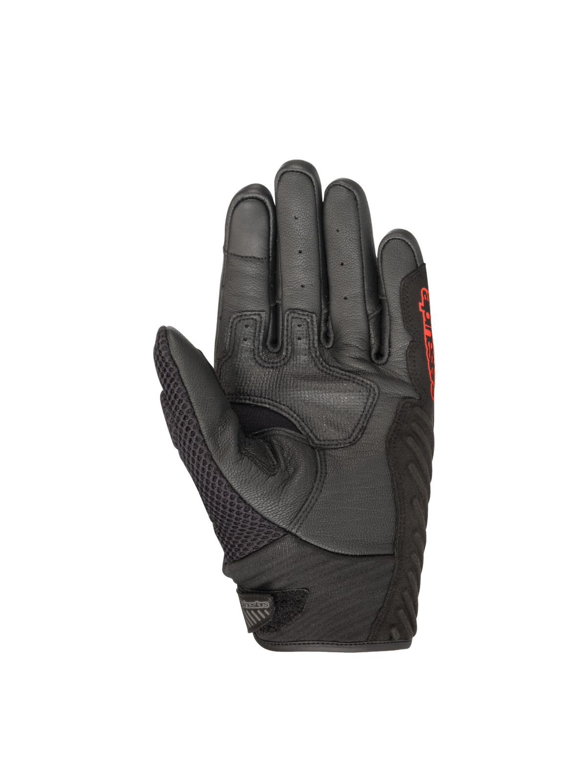 Alpinestars SMX-1 Air V2 black and red motorcycle gloves, featuring a reinforced leather palm for sport road riding.