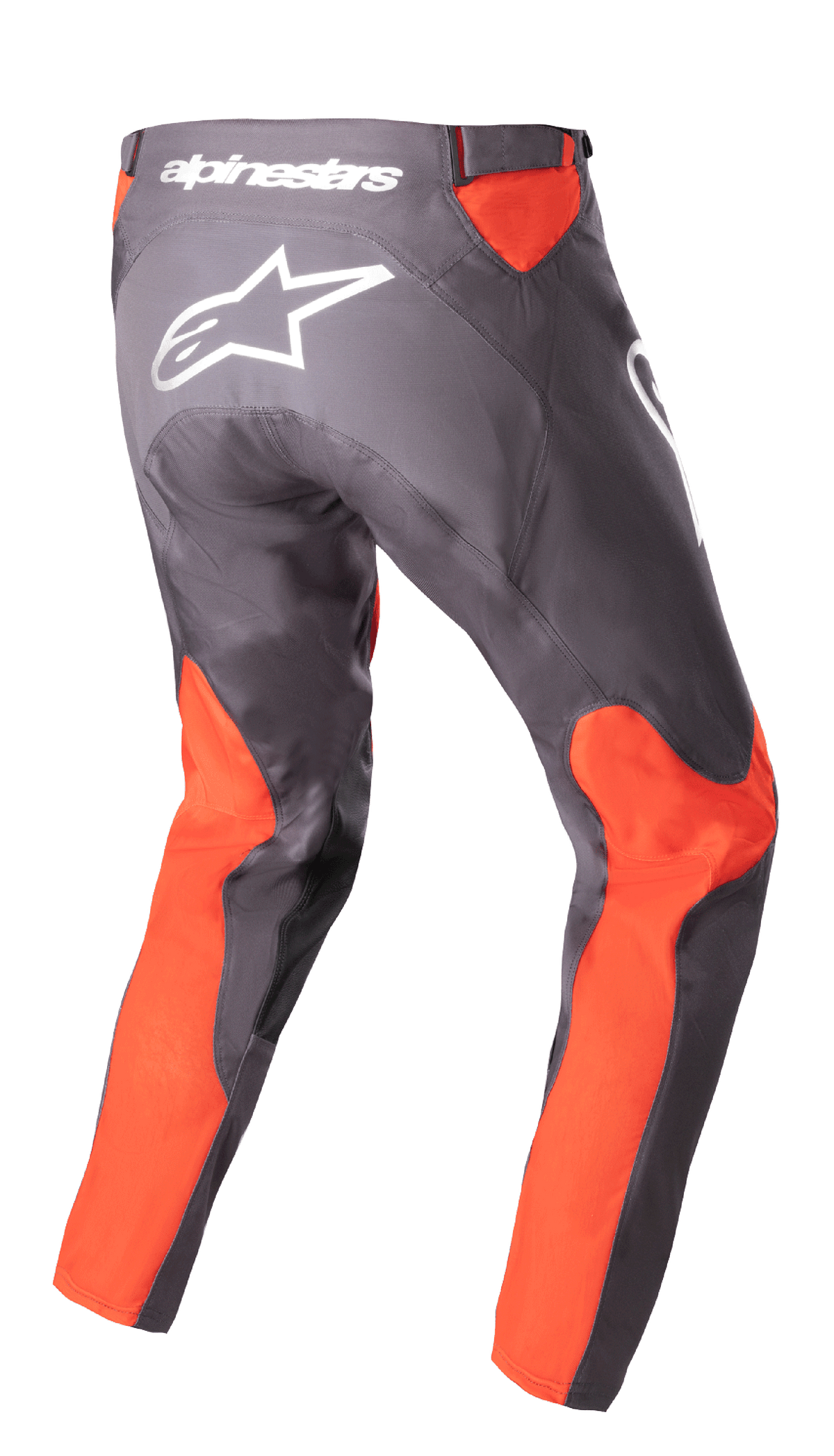 Alpinestars 2023 Racer Hoen Pants, Motocross Pants, Magnet Hot Orange, rear view featuring white Alpinestars logo and wordmark on the back, bright orange panels on the legs and waist, durable 600D poly-fabric construction for off-road riding