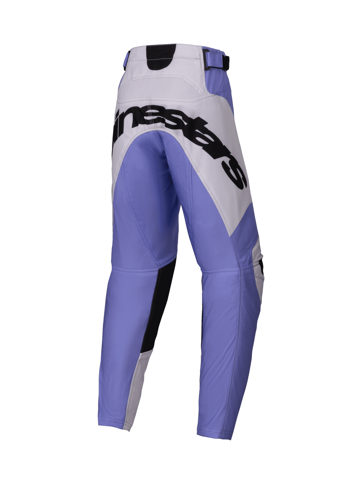 Alpinestars 2025 Youth Racer Veil Pants, Motocross Pants, Purple White and Black, large black Alpinestars branding across the seat, sporty design with reinforced panels, durable material for off-road racing