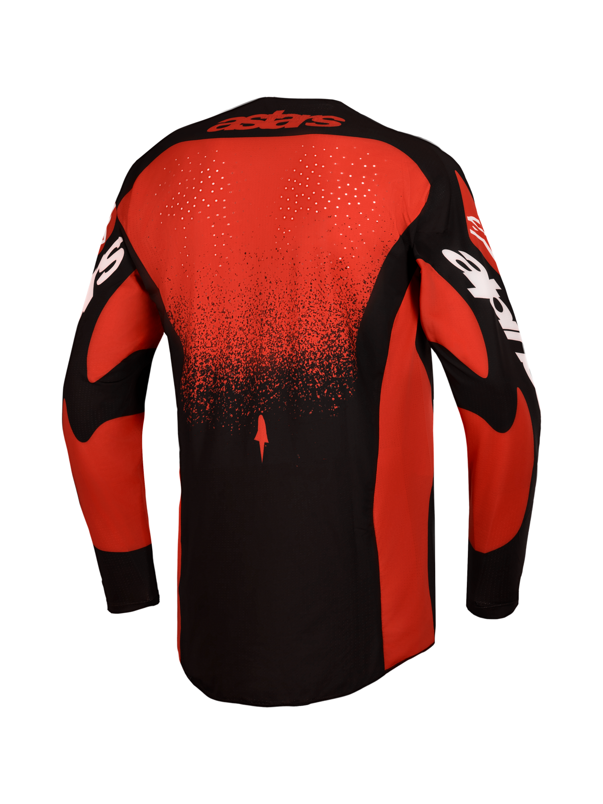 Alpinestars Techstar Swan Jersey AND Gear Set, Men's Red/Black Motocross Jersey, back view with laser-cut ventilation.