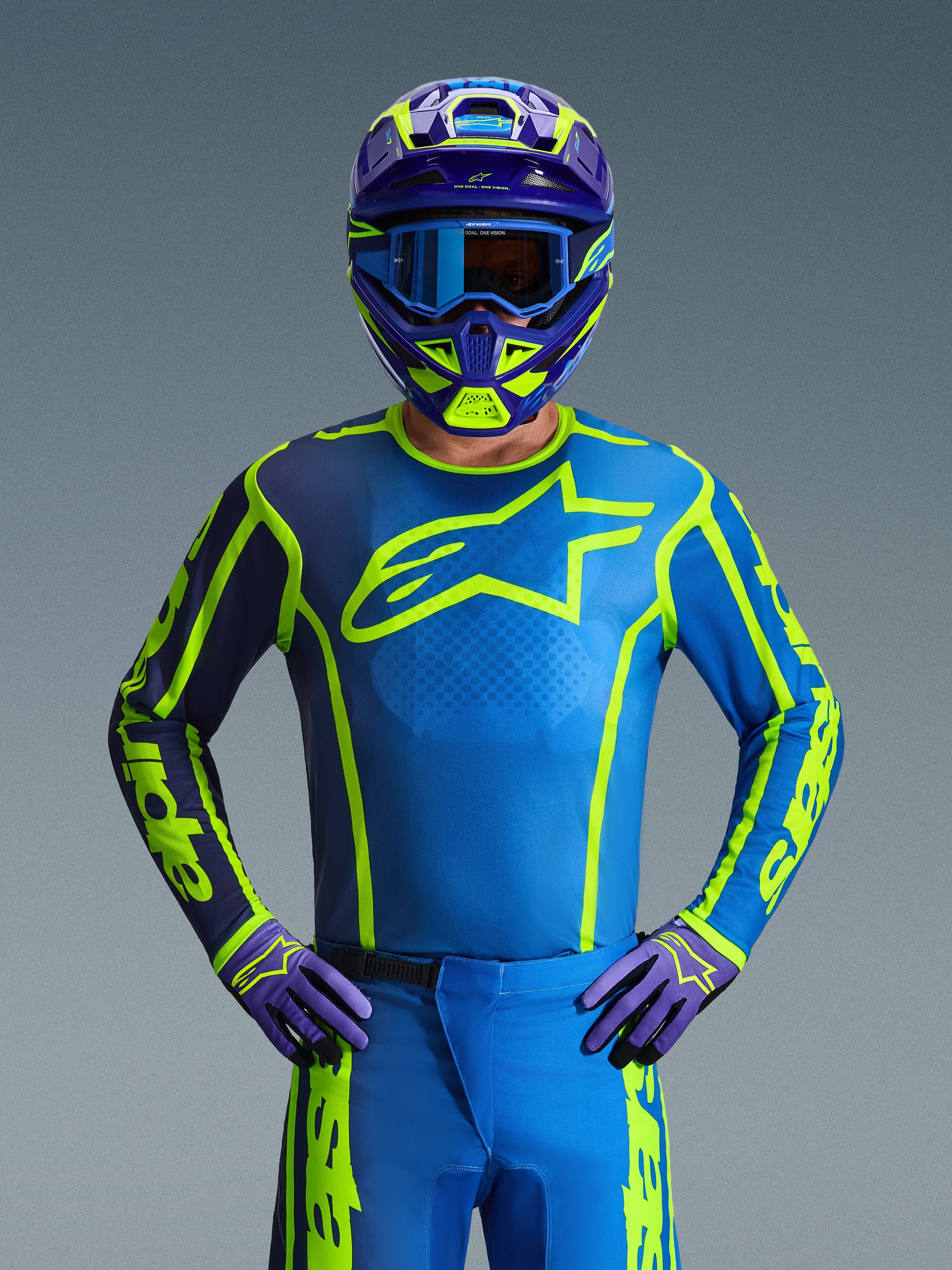 MONTURA ポロシャツ M イエローグリーン/スティールブルー 2026 Fluid Apex - Blue Yellow MX Jersey | Alpinestars®