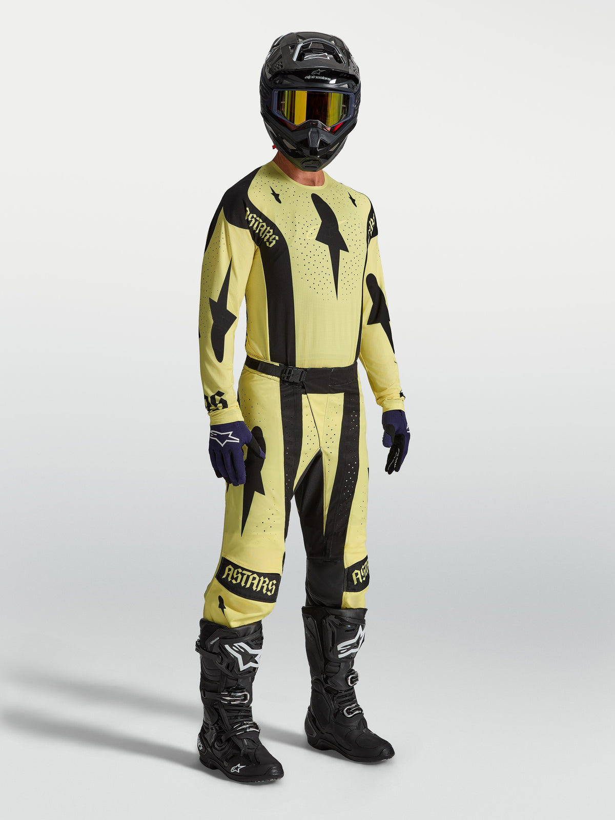 Alpinestars Techstar Atrox Jersey, Men's Yellow and Black Motocross Jersey with athletic race fit and laser-cut ventilation.