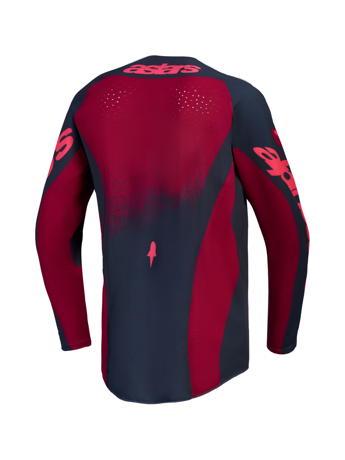 Alpinestars Stella Techstar Swan Jersey, Crimson and Dark Gray women's motocross top with laser-cut ventilation.