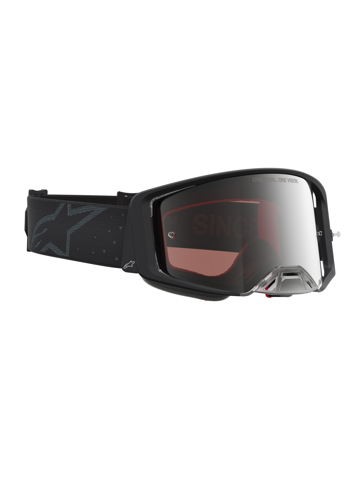 Alpinestars Supertech Cloak Goggles, premium Motocross eyewear in Black with Mirror Silver lens for off-road racing.