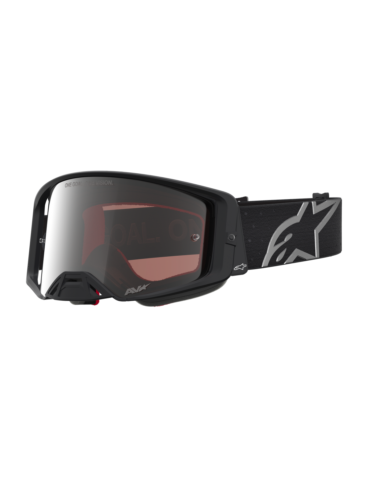 Alpinestars Supertech Vesta Motocross Goggles, Matte Black and Silver Mirror lens, high-definition optics for off-road racing.