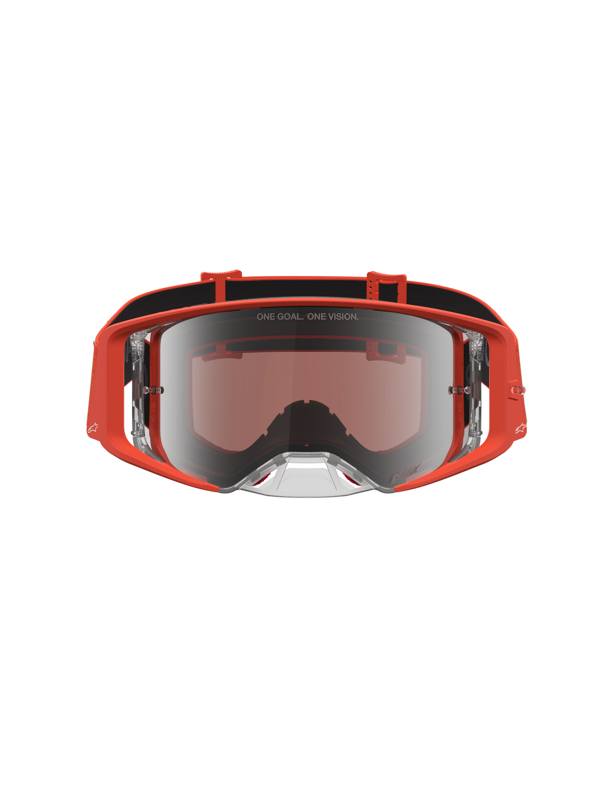 Alpinestars Supertech Vesta Goggles for motocross, orange frame with silver mirror lens for elite racing.