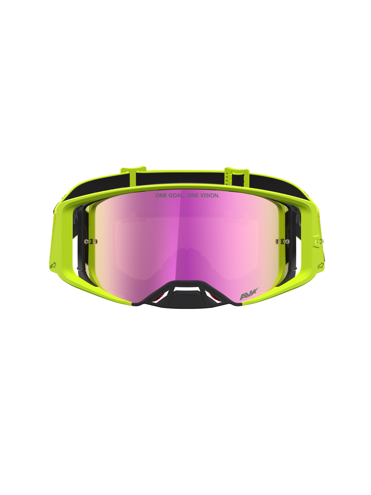 Alpinestars Supertech Vesta Goggles, Motocross racing eyewear, Yellow Fluo with Pink Mirror Lens for clear off-road vision.