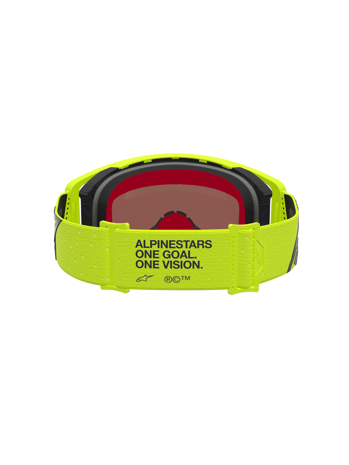 Alpinestars Supertech Vesta Motocross Goggles in Yellow Fluo and Black, featuring branded strap and protective mirror lens.