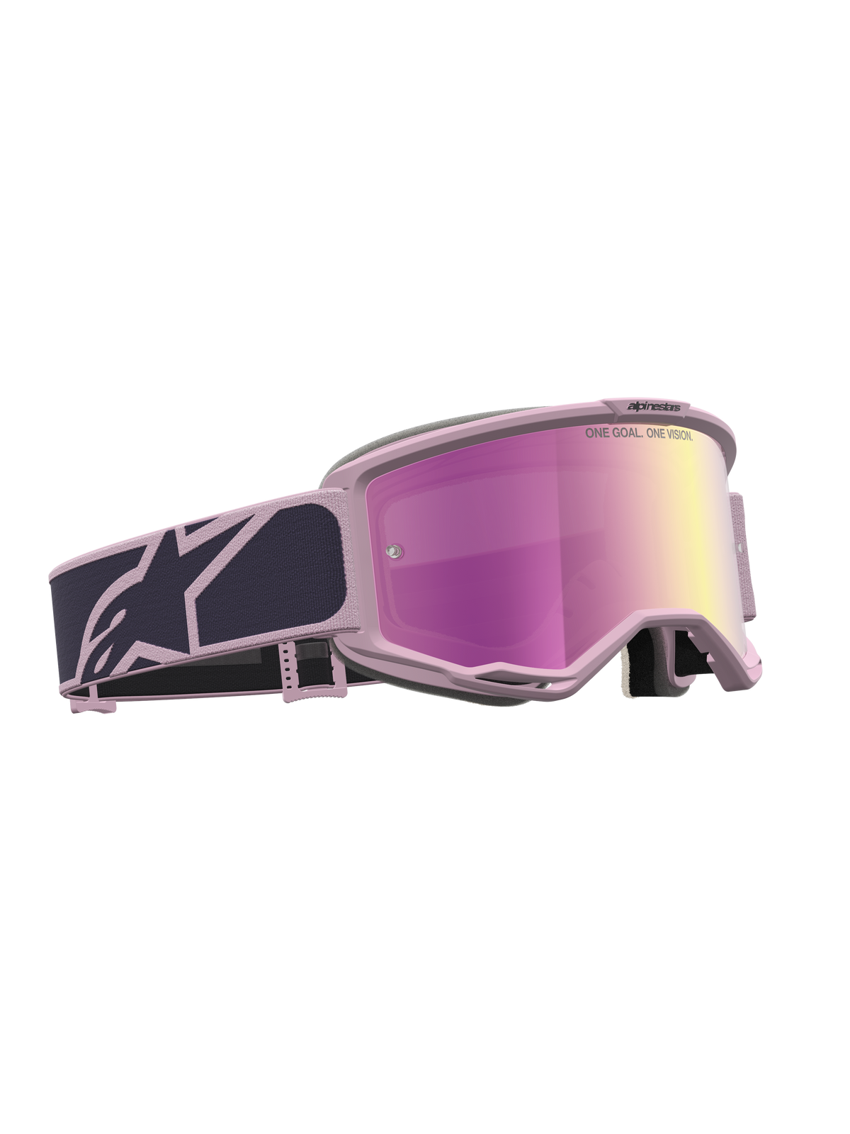 Alpinestars Vision 5 Rora Goggles, Motocross Goggles, Graystone and Old Pink, Pink Mirror Lens, RAM-AIR ventilation.