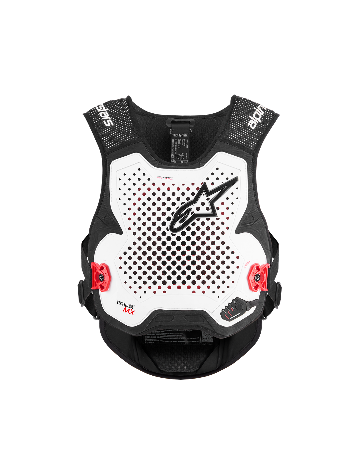 Alpinestars Tech-Air MX System, Motocross Airbag Vest, Black and White, CE Certified, protective off-road gear with integrated Nucleon PLASMA back protector