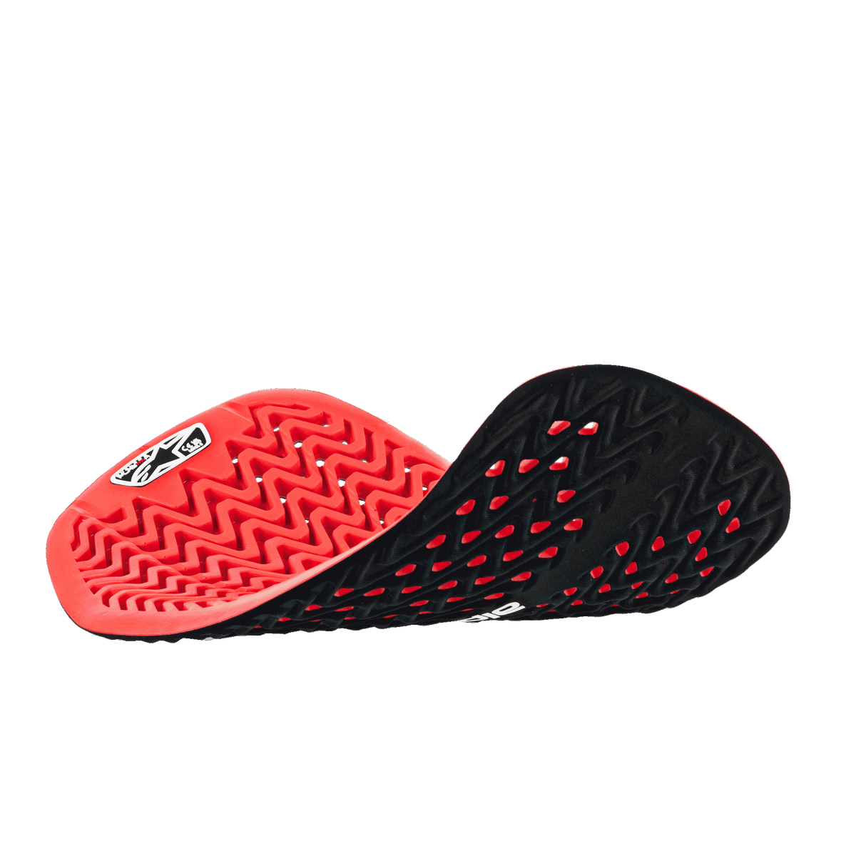 Alpinestars Nucleon Plasma Back Protector Insert, Red and Black, flexible motorcycle back protector featuring a honeycomb pattern and extensive perforations for breathability, lightweight and adaptable safety gear