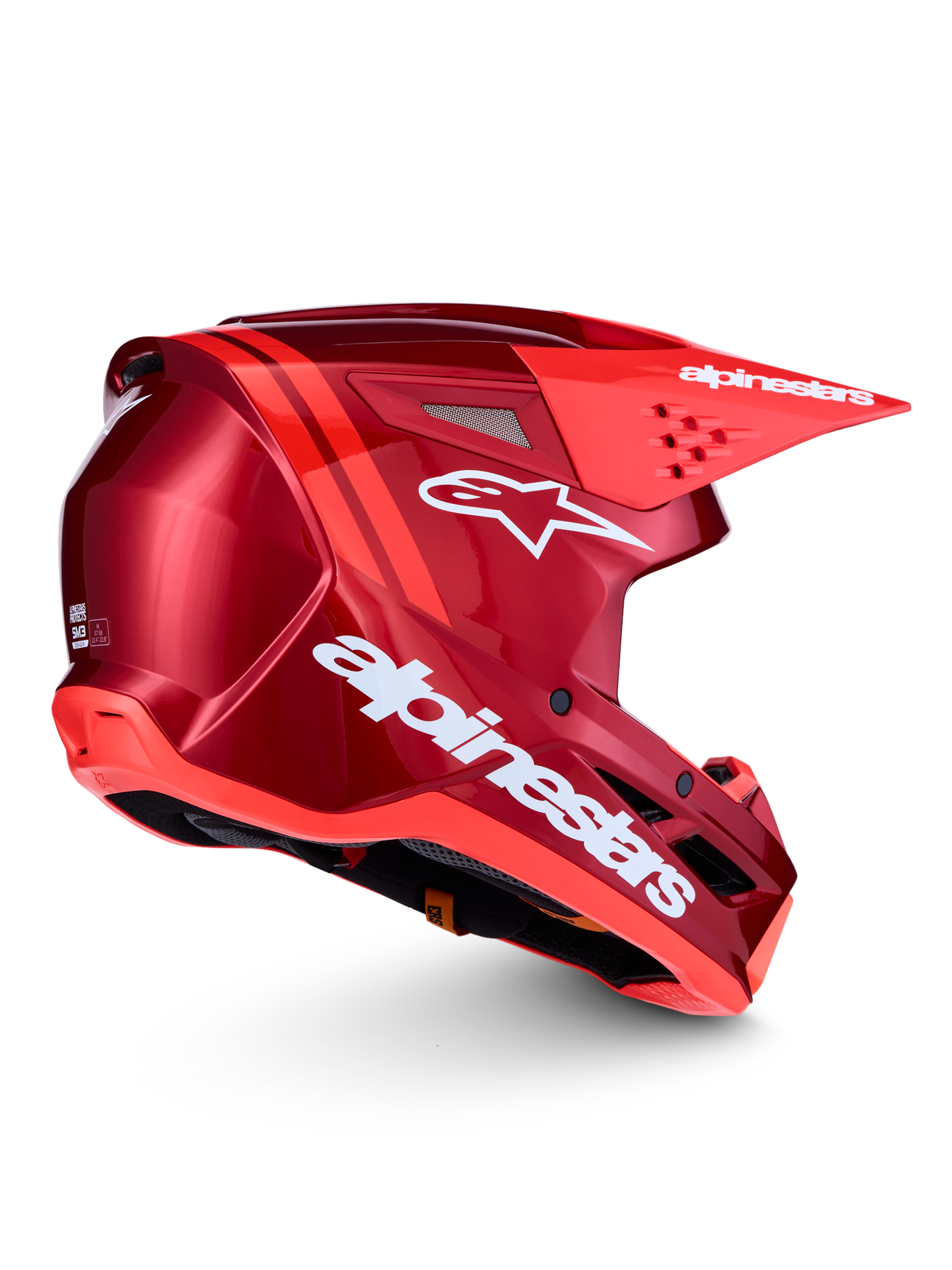 Alpinestars SM3 Radium Helmet ECE06, Red and White Motocross Helmet, ECE 22.06 certified, thermo-injected shell.