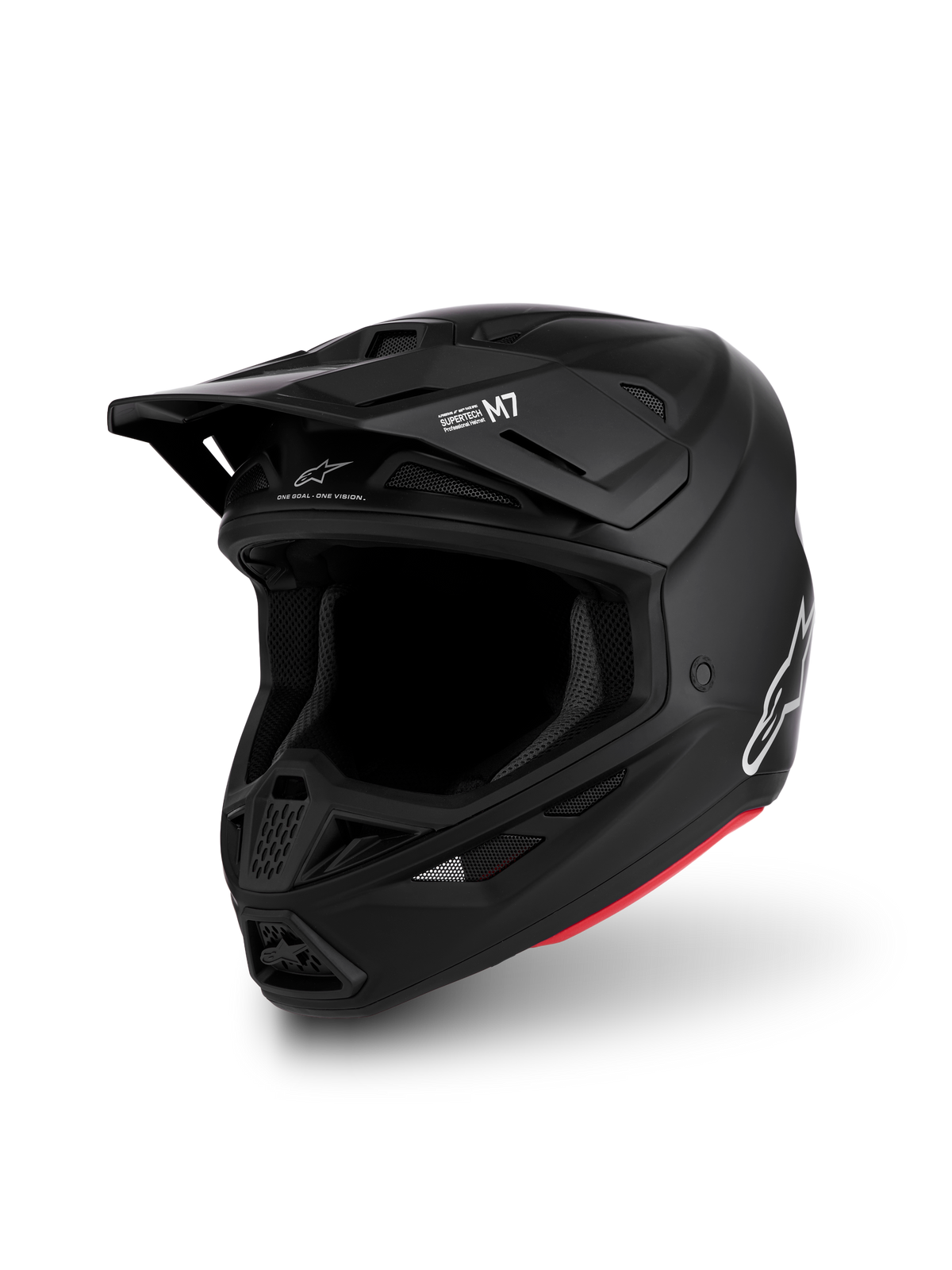 Alpinestars S-M7 Solid Helmet ECE06, Matte Black motocross helmet with an aerodynamic shell, ECE 22.06 certified.