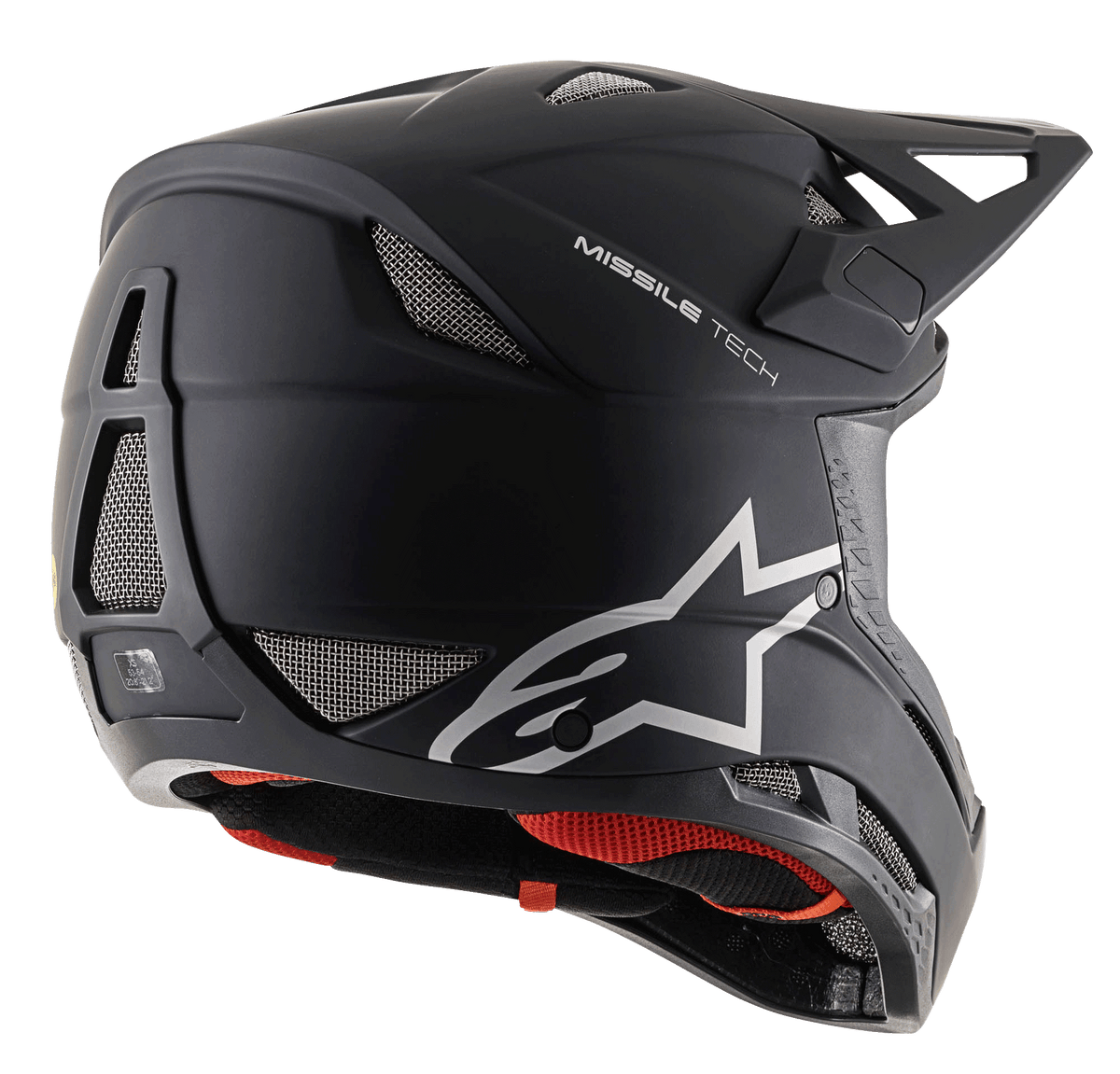 Missile Tech Solid Helmet, matte black full-face downhill MTB helmet with mesh vents and Alpinestars logo.