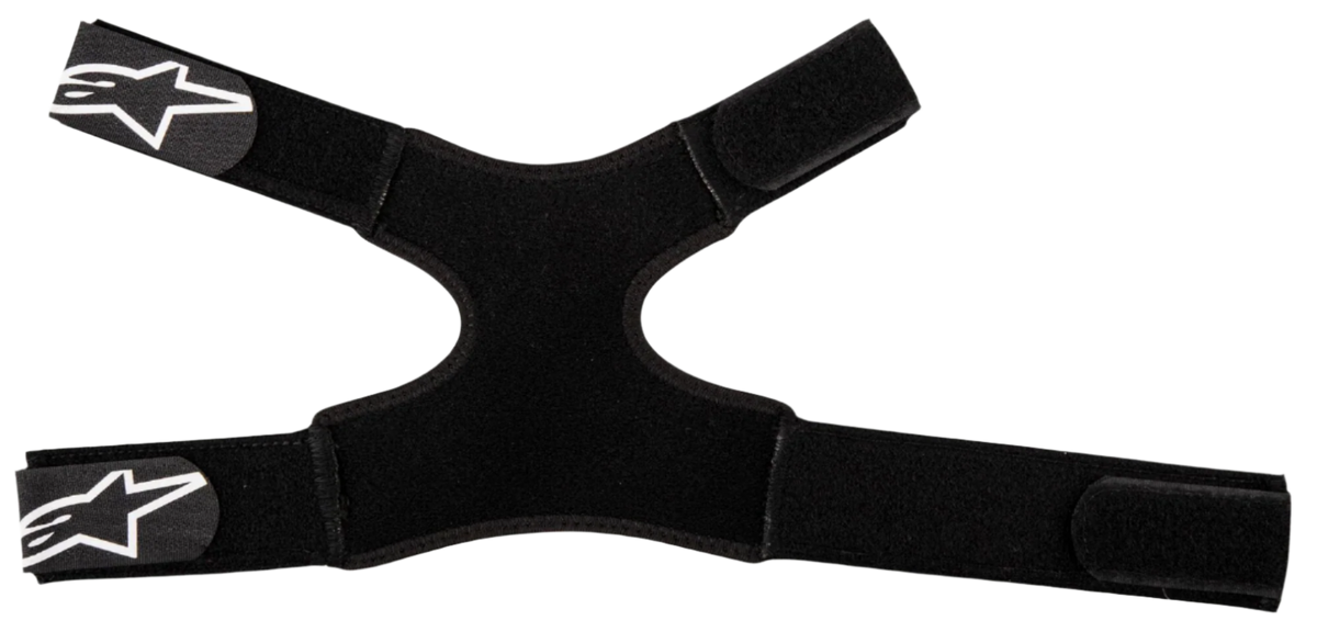 Alpinestars Fluid Dual Strap Kit, Neck Protector Straps, Black, adjustable fabric design with four velcro straps, white Alpinestars star logos on the ends, secure retention accessory for motocross protection gear