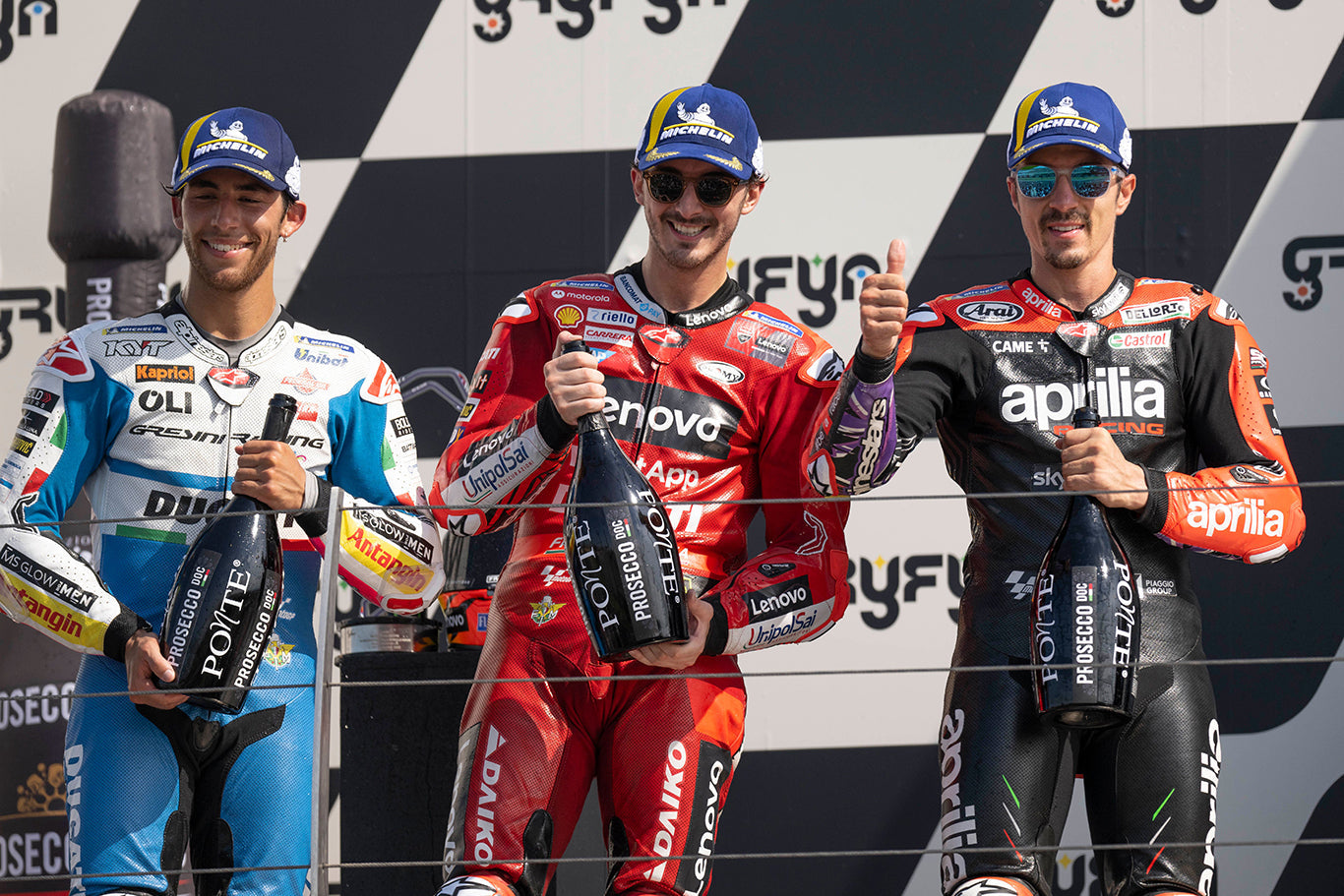 PECCO BAGNAIA WINNING STREAK CONTINUES AFTER TAKING HIS FOURTH WIN IN-A-ROW AS ALPINESTARS SWEEP PODIUM WITH ENEA BASTIANINI SECOND AND MAVERICK VINALES THIRD IN MISANO ADRIATICO, ITALY