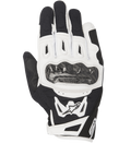Alpinestars SMX-2 Air Carbon V2 Gloves, motorcycle gloves, Black and White, featuring a carbon fiber reinforced knuckle guard, technical 3D mesh panels for ventilation, leather and textile shell, short-cuff design with white Alpinestars logo
