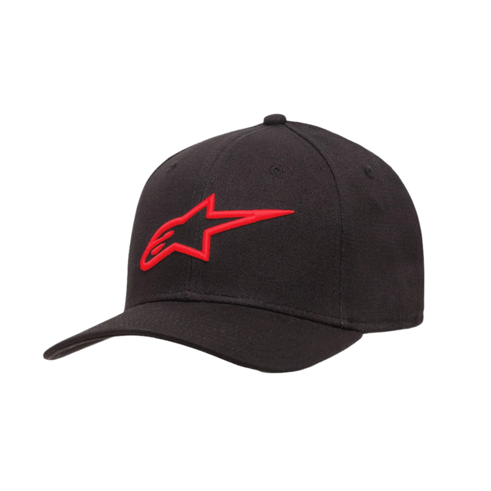 Alpinestars Ageless Curve Hat, Black Baseball Cap with Red 3D Embroidered Logo, Curved Bill, Twill Fabric, Casual Sportswear Headwear