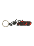 Alpinestars Blaze Key Fob, 3D rubber keychain, Black and Red, metal snap ring, everyday carry sportswear accessory