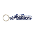 Alpinestars Blaze Key Fob, Sportswear Accessory Keychain, Blue and White, 3D rubber construction with signature logo and metal snap ring, motorsport-inspired racing accessory.