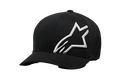 Alpinestars Corp Shift 2 Curved Bill Hat, Black Baseball Cap, Large White Embroidered Logo on Front Left, Curved Brim, Flexfit Sportswear Headwear