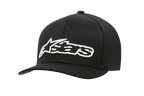 Alpinestars Blaze Flexfit Hat, Black Baseball Cap with White 3D Embroidered Logo, Curved Brim, Structured Six-Panel Crown with Ventilation Eyelets, Casual Motorsport Headwear