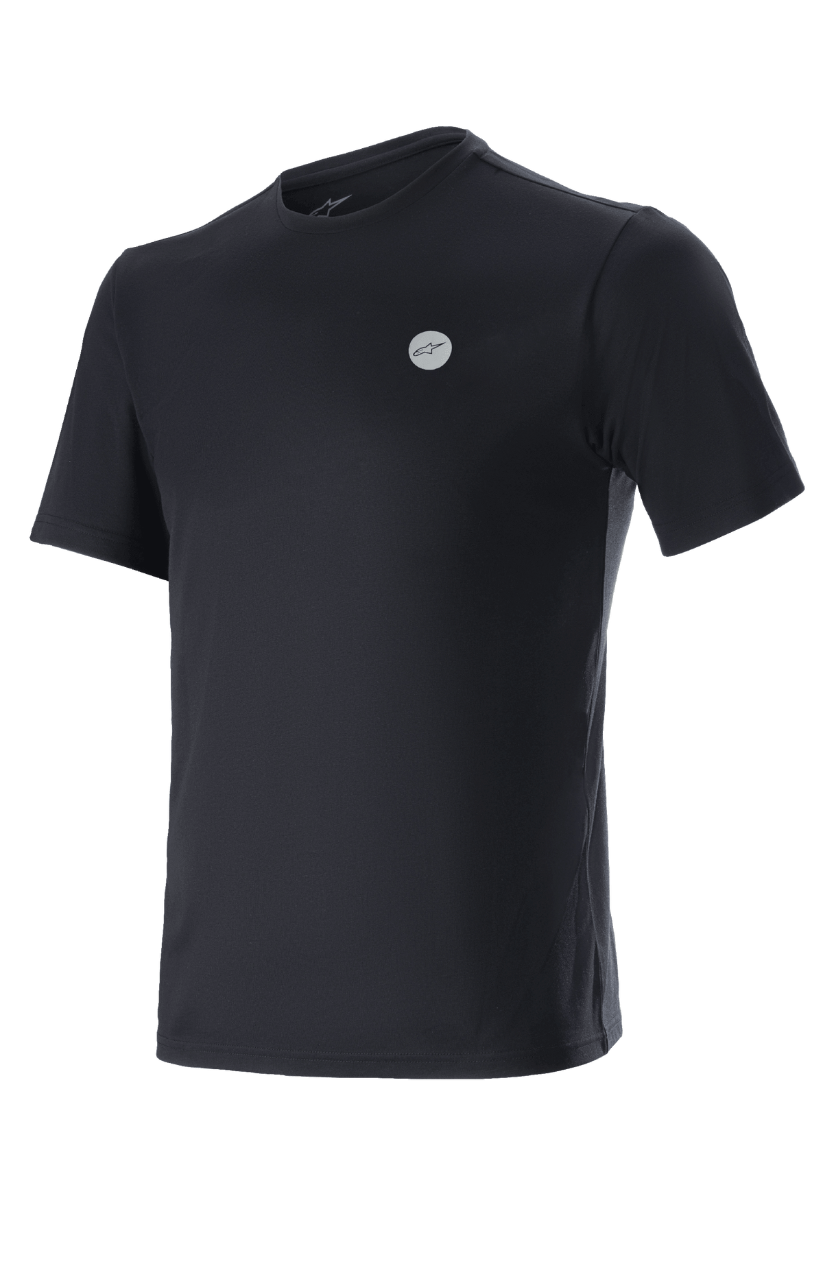 Alpinestars Dot Tech Tee, Short Sleeve T-Shirt, Black, Small circular logo with Alpinestars star on chest, Performance MTB Apparel