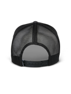 Alpinestars Flag Snapback Hat, rear view, Charcoal Heather Black, featuring breathable black mesh panels and adjustable snapback closure, casual motorsport-inspired headwear
