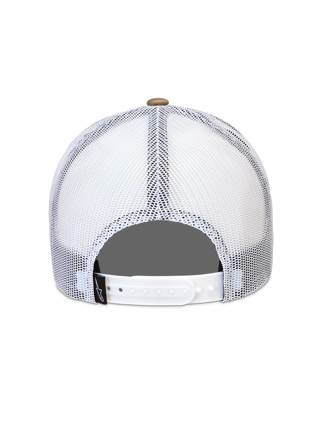 Alpinestars Cali 2.0 Hat, Sand and White sportswear cap featuring a breathable poly mesh back and adjustable snapback.