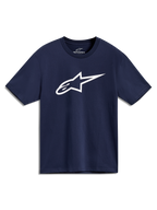 Alpinestars Ageless 2.0 CSF Tee, navy blue short-sleeve sportswear t-shirt with a large white front star logo.