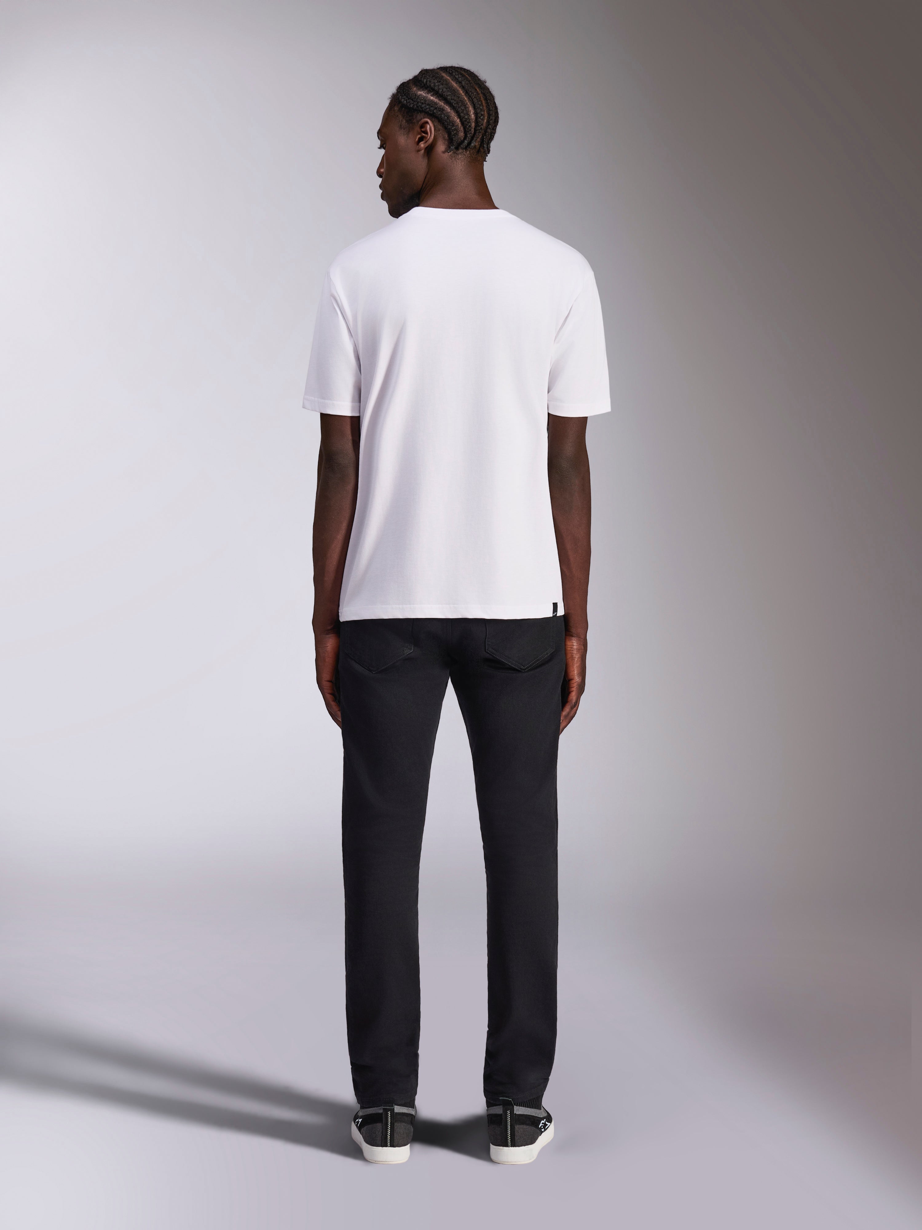 Alpinestars Always 2.0 CSF Tee, White Short Sleeve T-Shirt, back view on model wearing black pants, casual motorsport-inspired streetwear