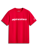 Alpinestars Linear Wordmark 2.0 CSF Tee, red short-sleeve sportswear t-shirt with a white chest logo.