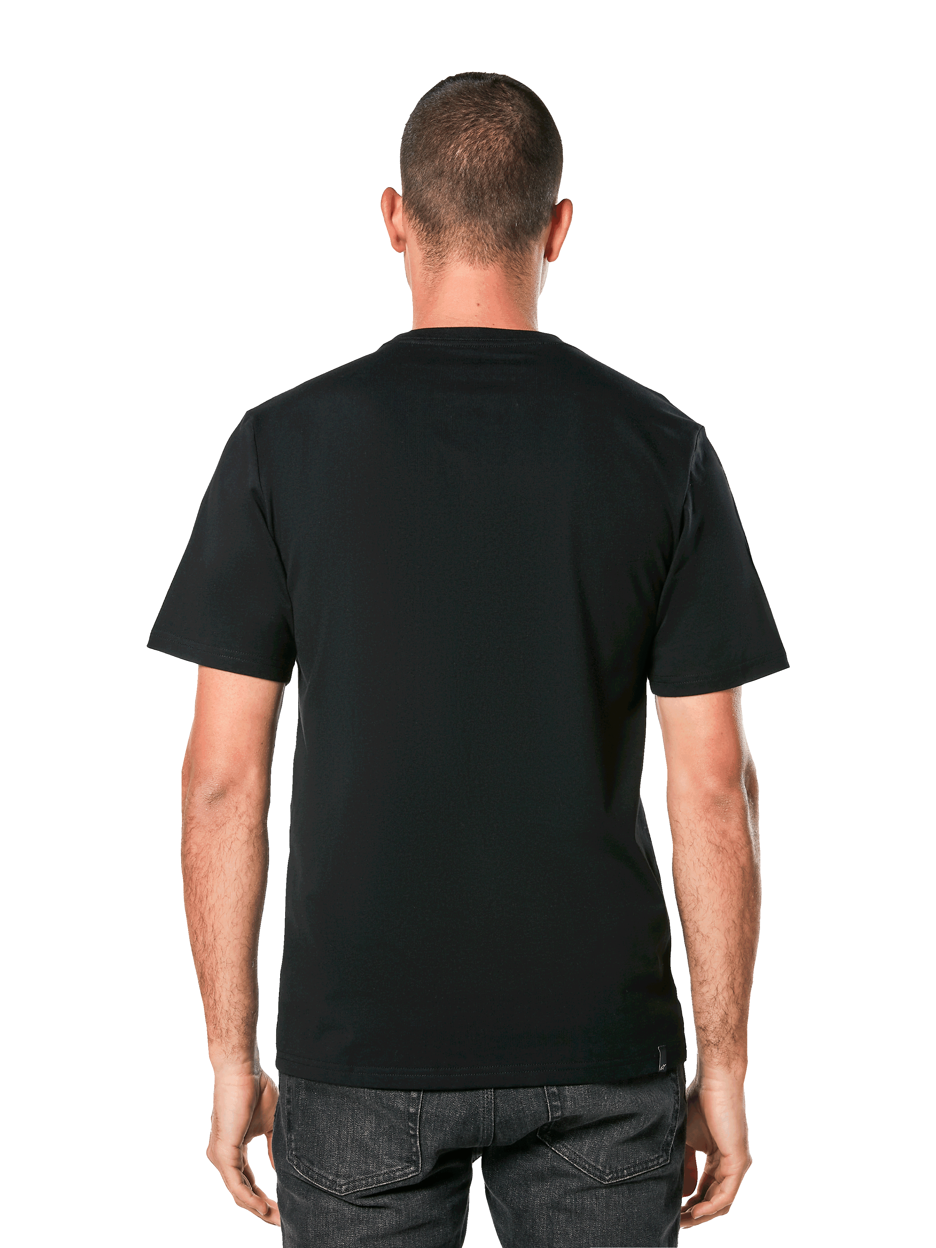 Alpinestars MX Helmet CSF Tee, Short Sleeve T-Shirt, Black, Rear view on model, Casual Motorsport Streetwear