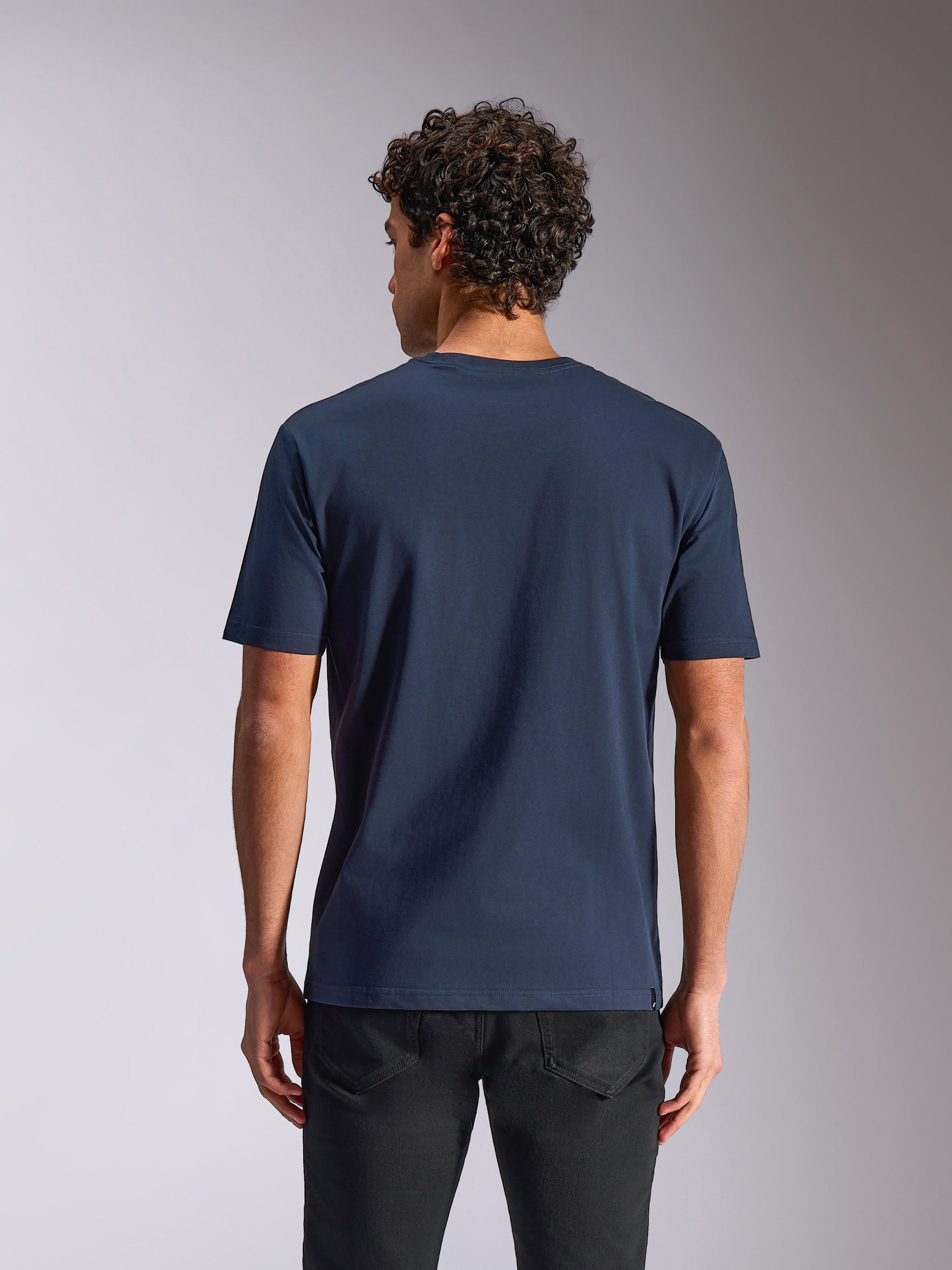 Alpinestars MX Helmet CSF Tee, Short Sleeve T-Shirt, Navy Blue, back view, casual motorsport-inspired streetwear