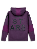 Alpinestars Perpetuate Hoodie, purple sportswear pullover hoodie, back view showing back type graphic and fabric blocking details