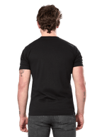 Alpinestars Semicircle CSF Tee, Short Sleeve T-Shirt, Black, back view on model, plain reverse side, casual motorsport streetwear, styled with dark gray jeans