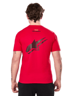 Alpinestars Formulate CSF Tee, Short Sleeve T-Shirt, Red, Large Black Perforated Astars Logo on Back, casual motorsport-inspired design